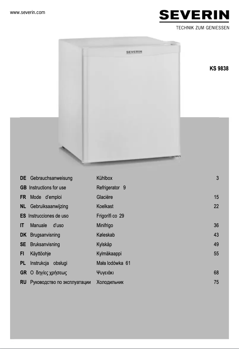 Image de la première page du manuel de l'appareil KS 9838