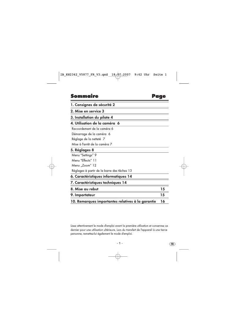 Image de la première page du manuel de l'appareil KH 2342