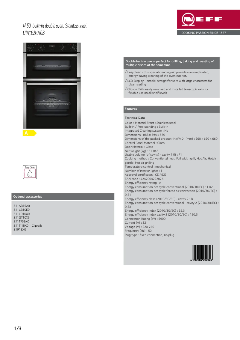 Image de la première page du manuel de l'appareil U1ACE2HN0B