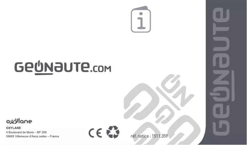 Page n°1 - Manuel utilisateur Geonaute ONstep 400