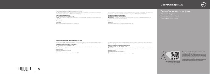 Page 1 de la notice Guide d'installation Dell PowerEdge T130