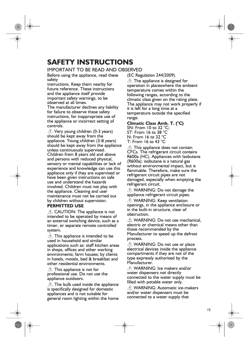 Página 1 del manual Instrucciones / montaje Whirlpool ARC 104/1/A+