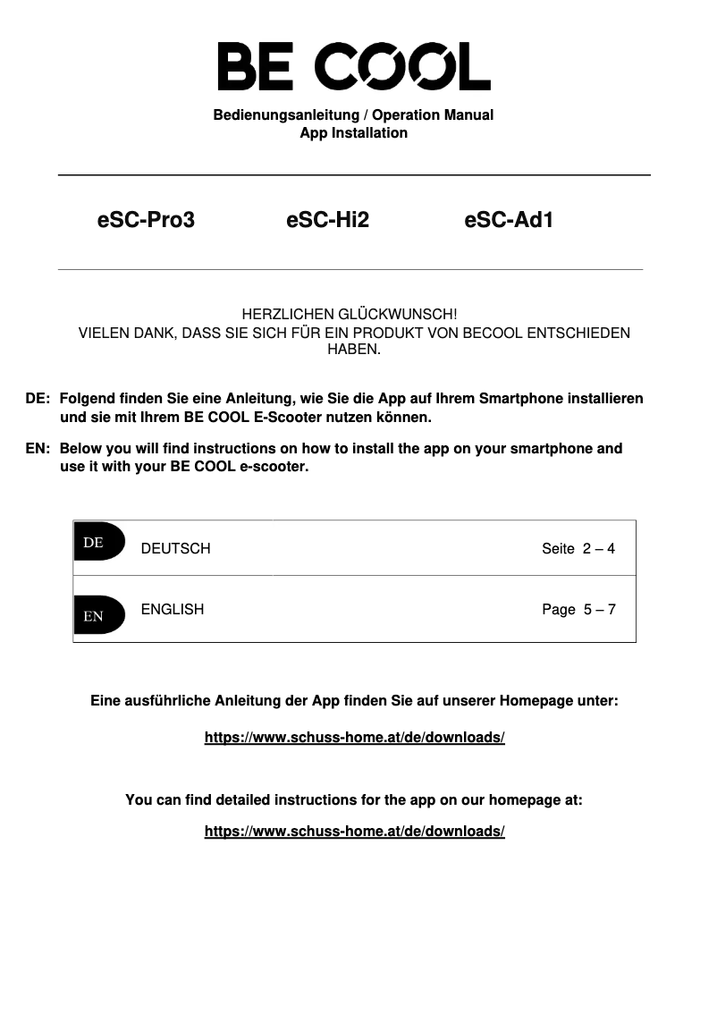 Page 1 de la notice Manuel utilisateur Be Cool ESCPRO3BKSV