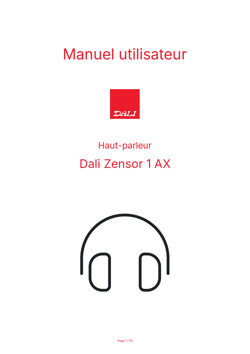 Page n°1 - Manuel utilisateur Dali Zensor 1 AX