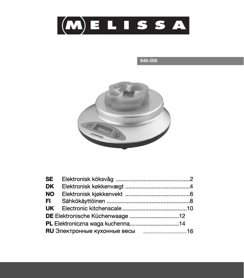 Page 1 de la notice Manuel utilisateur Melissa 646-056