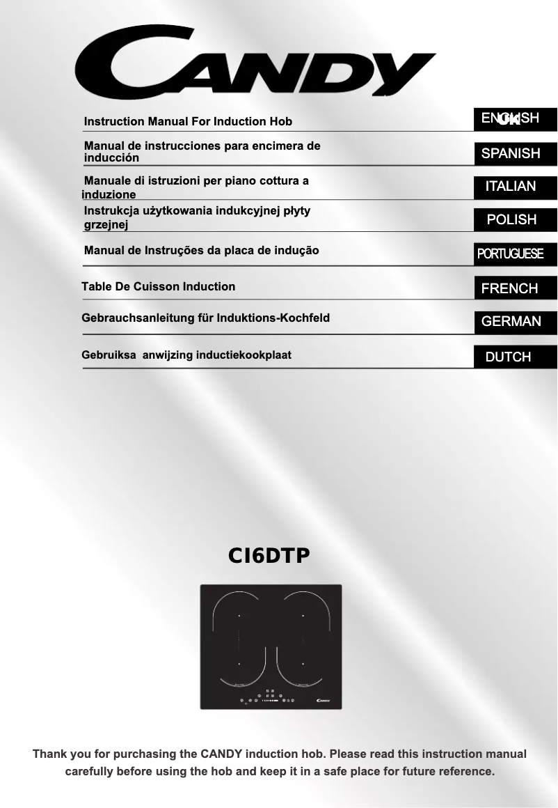 Page 1 de la notice Manuel utilisateur Candy CI 6D TP