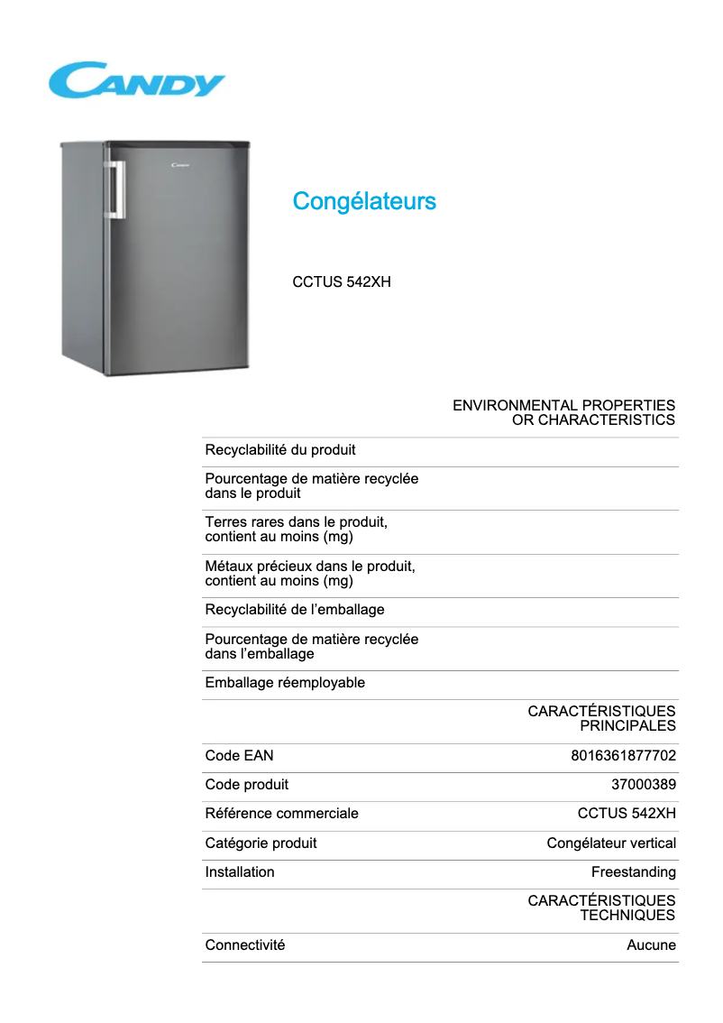 Image de la première page du manuel de l'appareil CCTUS 542XH