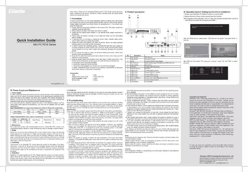 Page n°1 - Manuel utilisateur Giada P216I3-W7P-120/4