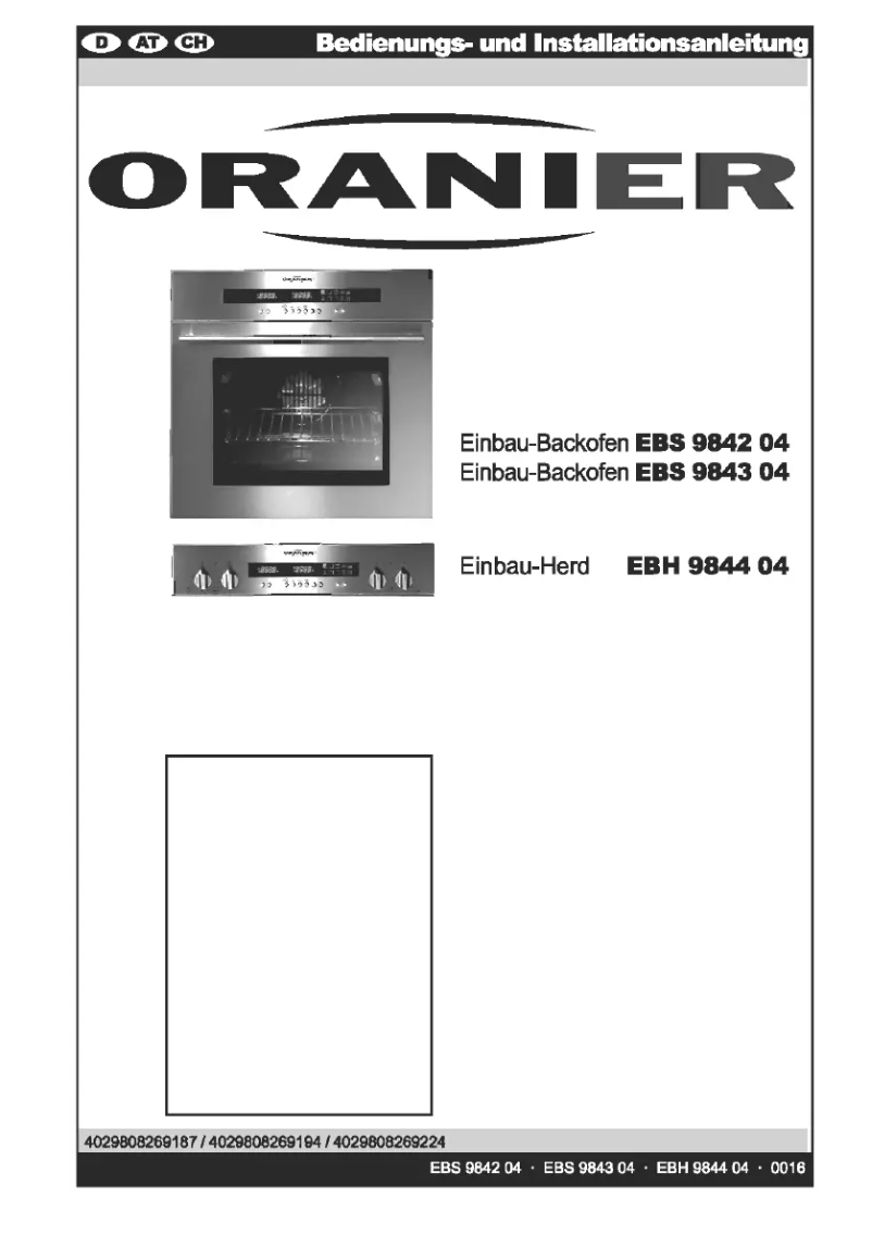 Page n°1 - Manuel utilisateur Oranier EBH 9844 04