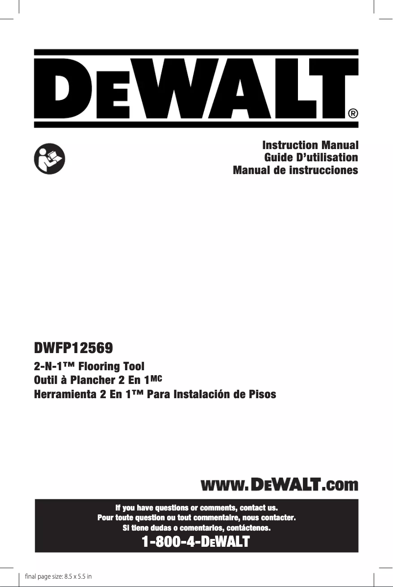 Page n°1 - Manuel utilisateur DeWalt DWFP12569