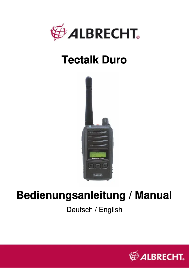 Page n°1 - Manuel utilisateur Albrecht Tectalk Duro