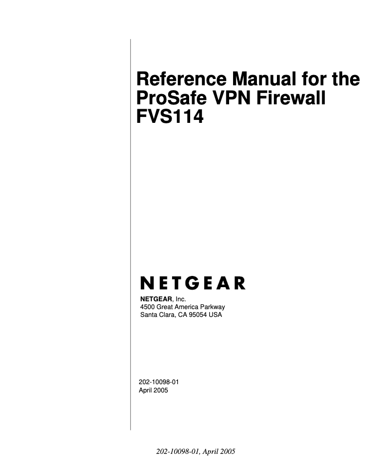 Page n°1 - Manuel utilisateur Netgear FVS114