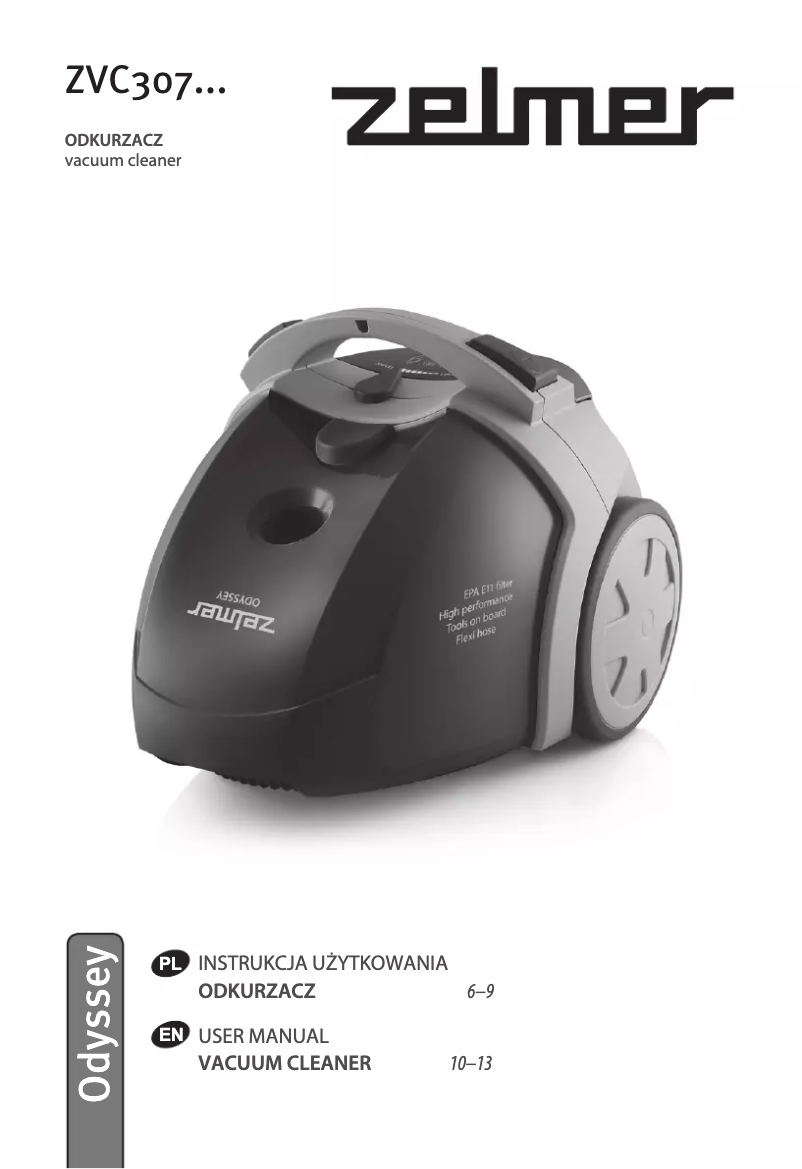 Image de la première page du manuel de l'appareil Odyssey ZVC307SK