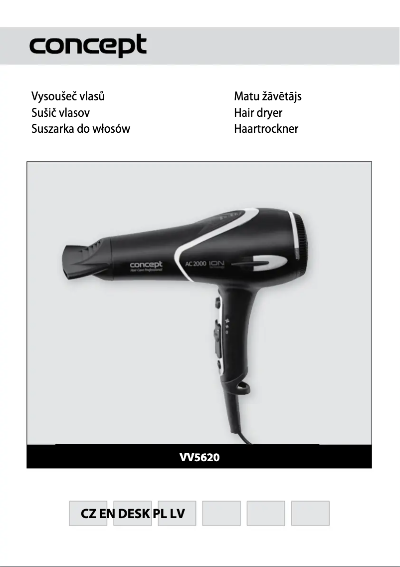 Page 1 de la notice Manuel utilisateur Concept VV-5620