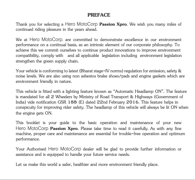 First page image of the manual for Passion Xpro (2018)