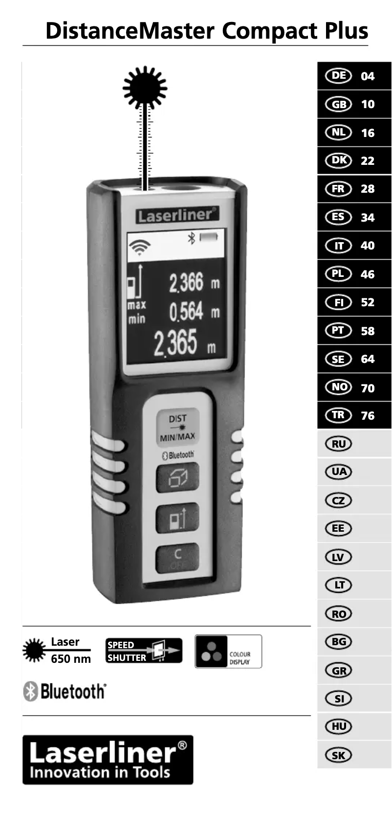 Page 1 de la notice Manuel utilisateur Laserliner DistanceMaster Compact Plus