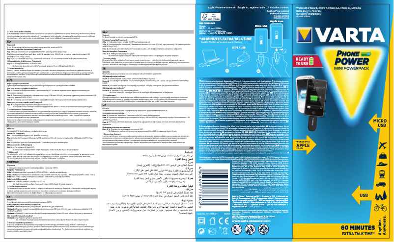 Page 1 de la notice Manuel utilisateur Varta Mini Powerpack