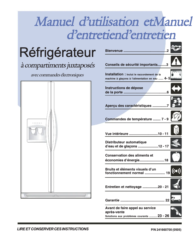 Page n°1 - Manuel utilisateur Frigidaire PLHS67EESB