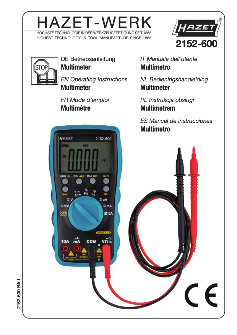 Page 1 de la notice Manuel utilisateur Hazet 2152-600
