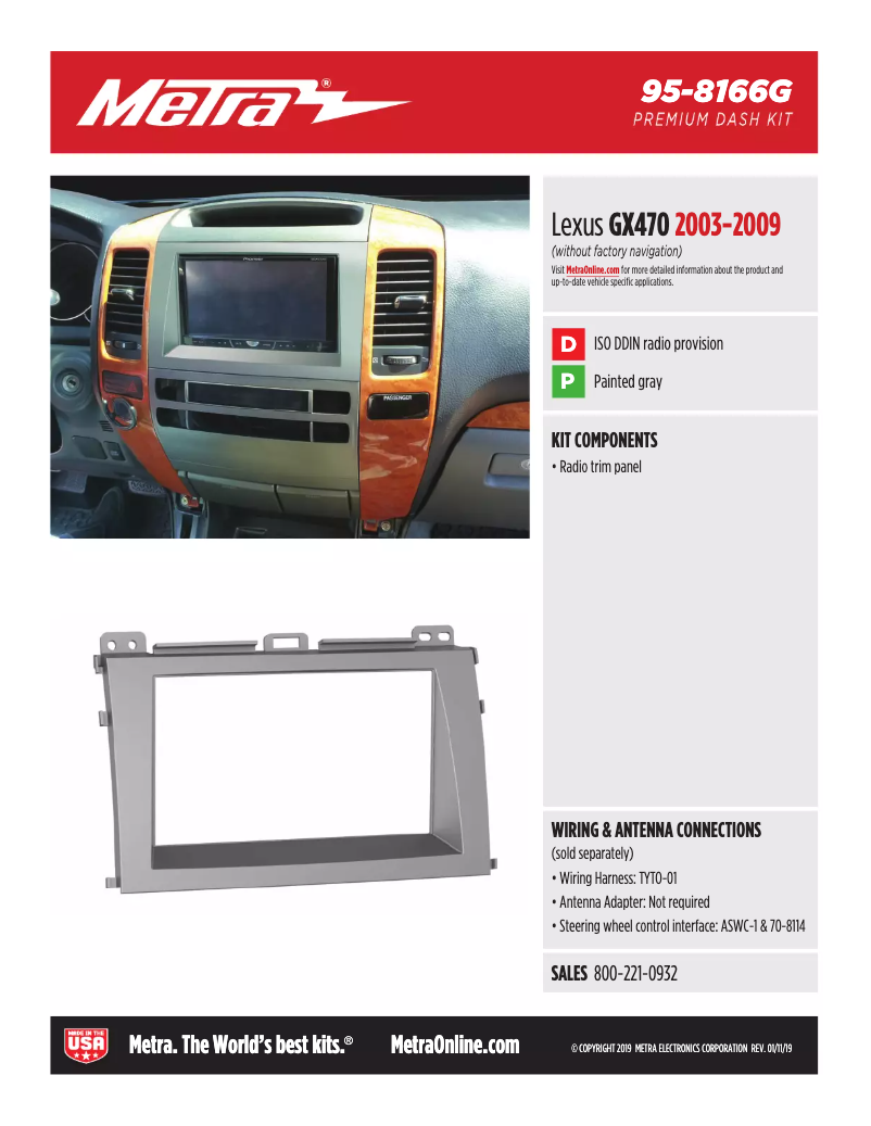 Page n°1 - Fiche technique Metra 95-8166G
