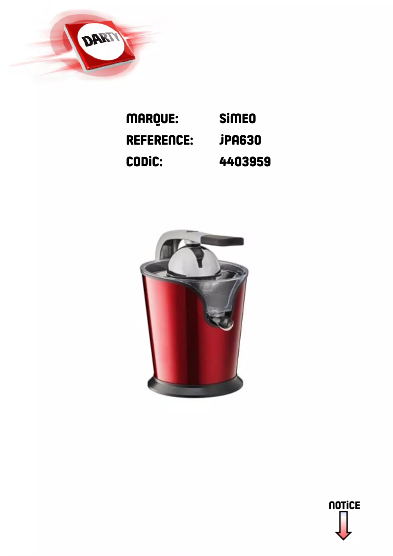 Image de la première page du manuel de l'appareil JPA630