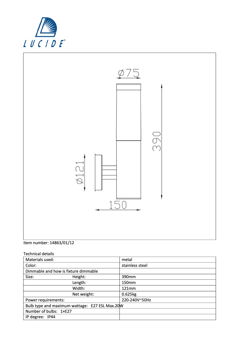 Página 1 del manual Manual de usuario Lucide Kibo 14863/01/12