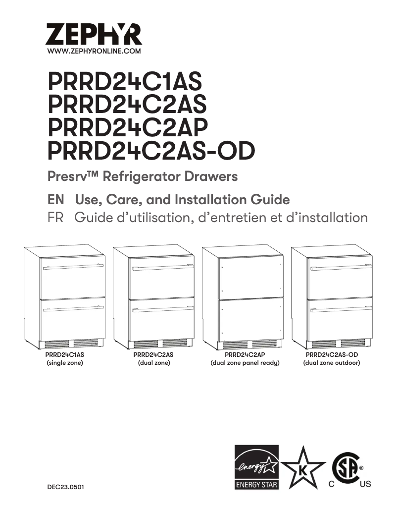 Page n°1 - Manuel utilisateur Zephyr Presrv PRRD24C2AS-OD