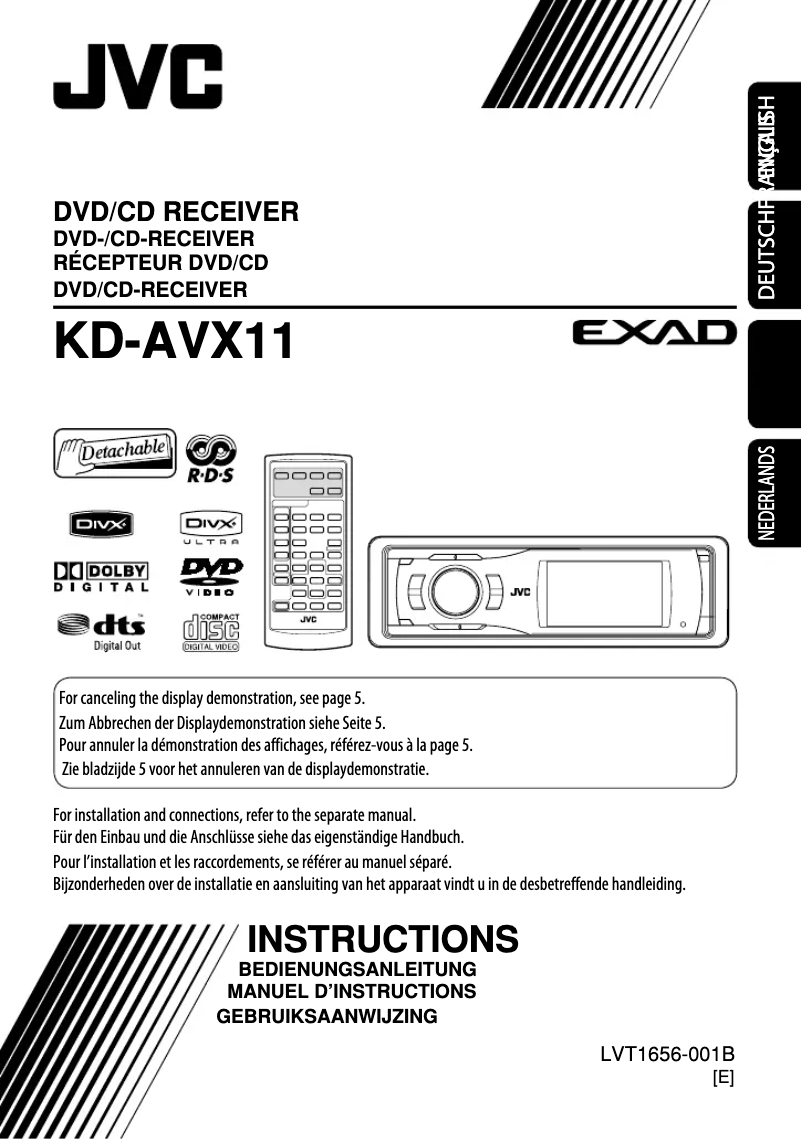 Image de la première page du manuel de l'appareil KD-AVX11