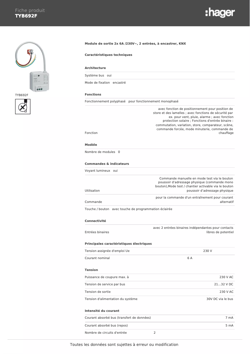 Image de la première page du manuel de l'appareil TYB692F