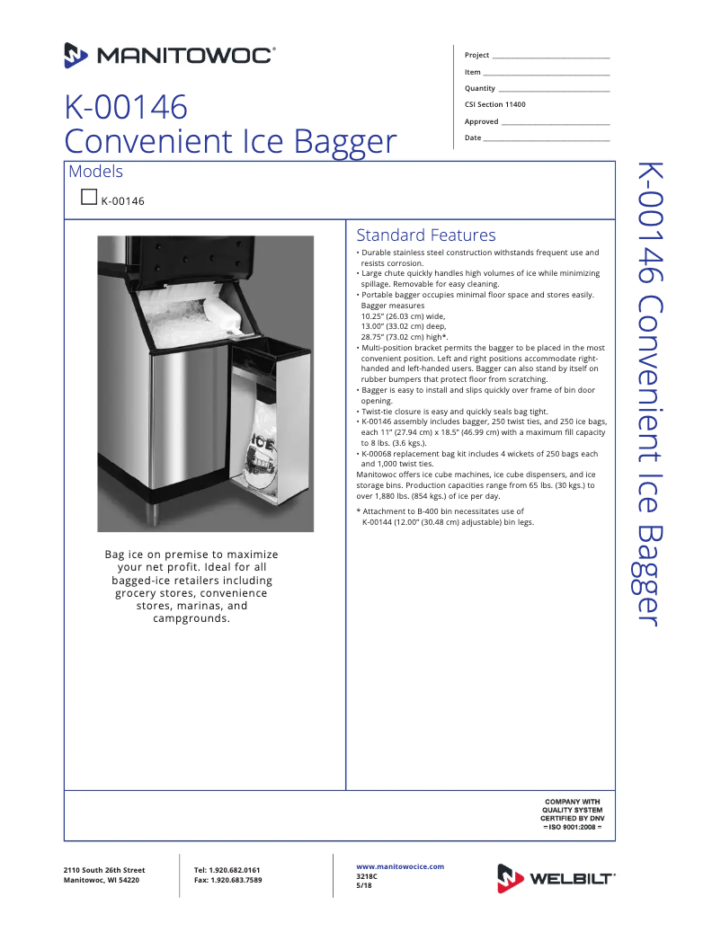 Page n°1 - Manuel utilisateur Manitowoc K-00068