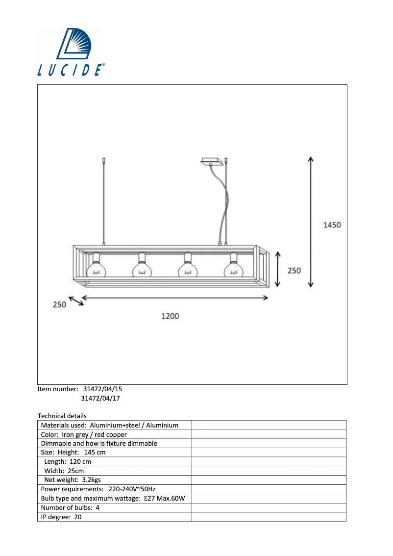 Página 1 del manual Manual de usuario Lucide Oris 31472/04/17