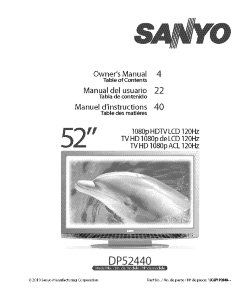 Page 1 de la notice Manuel utilisateur Sanyo DP52440