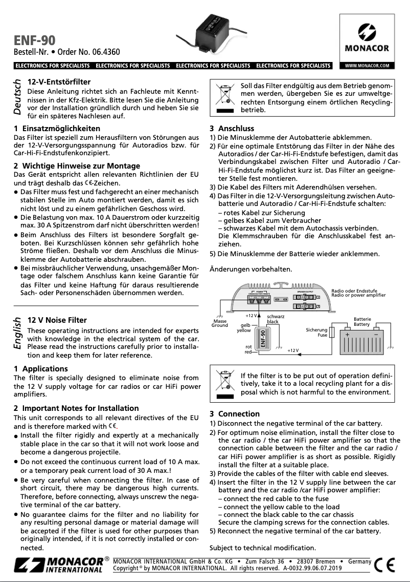 Page n°1 - Manuel utilisateur Monacor ENF-90