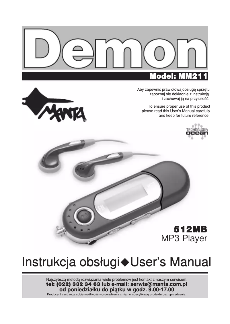 Page n°1 - Manuel utilisateur Manta Demon MM211