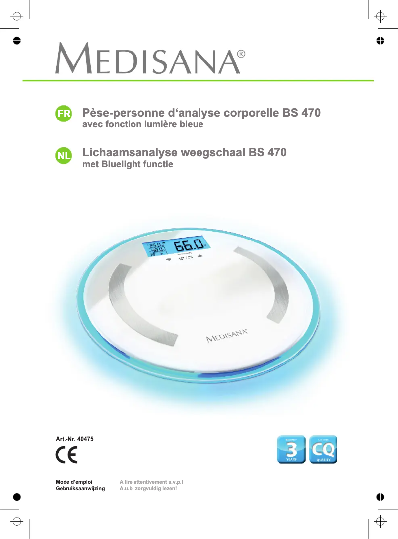 Page n°1 - Manuel utilisateur Medisana BS 470