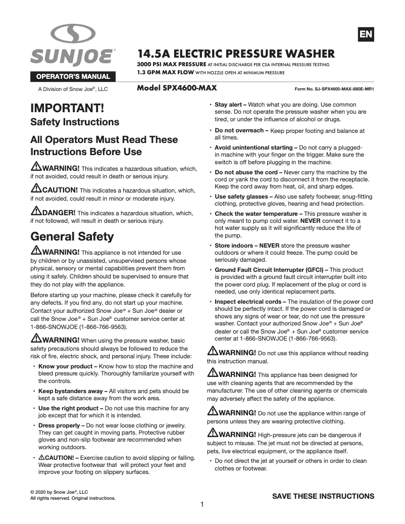 Image de la première page du manuel de l'appareil SPX4600-MAX