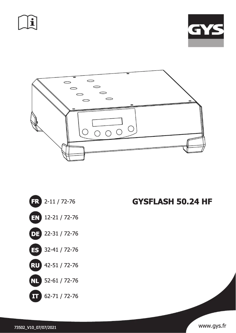 Page n°1 - Manuel utilisateur GYS Gysflash 50-24 PRO