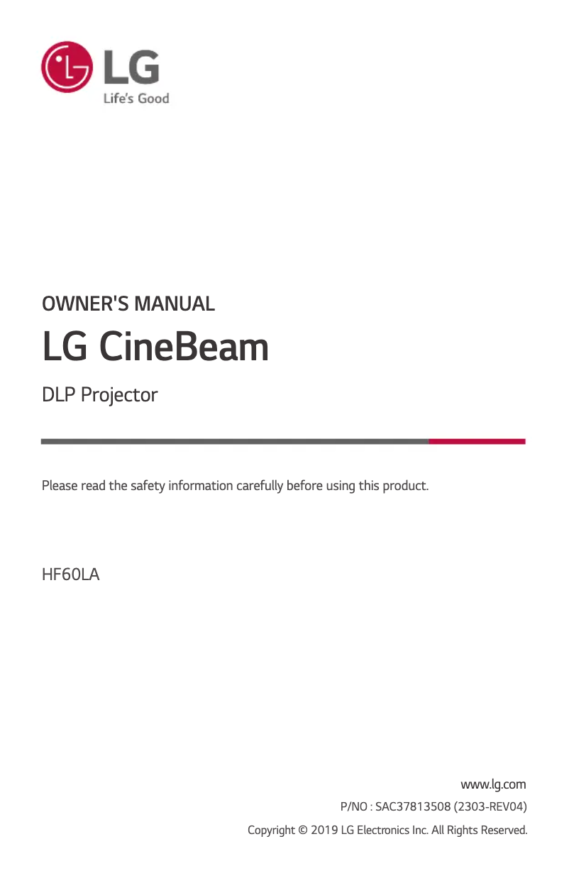 Image de la première page du manuel de l'appareil HF60LA