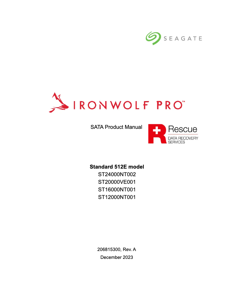 Page 1 de la notice Manuel utilisateur Seagate IronWolf Pro