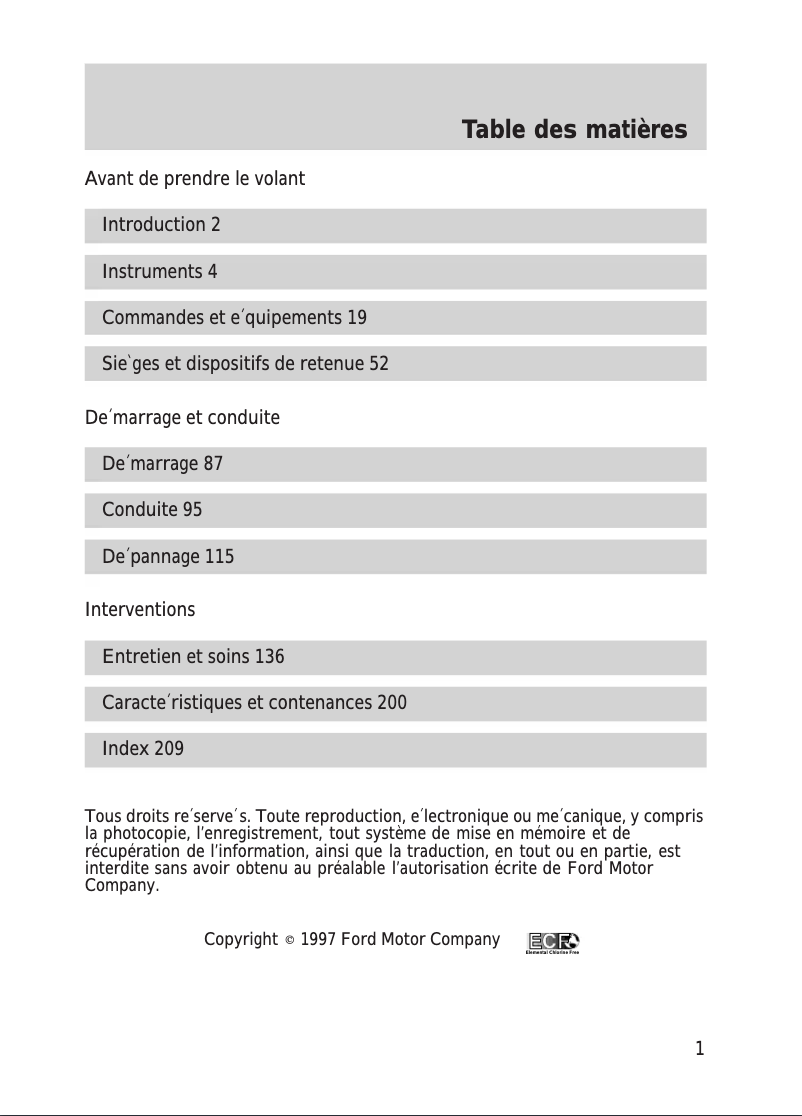 Image de la première page du manuel de l'appareil Escort (1998)