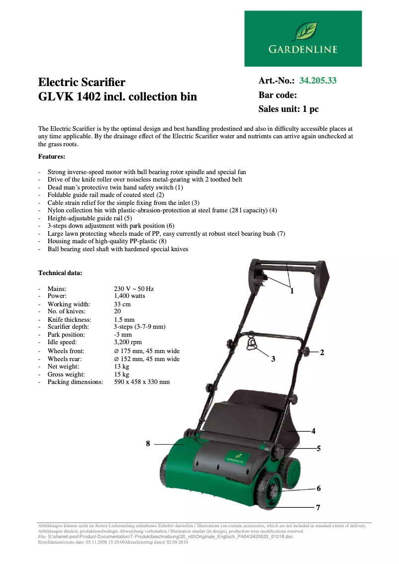 Página 1 del manual Manual de usuario Gardenline GLVK 1402