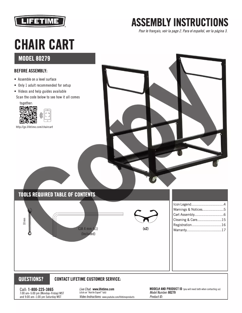 Page 1 de la notice Manuel utilisateur Lifetime 80279