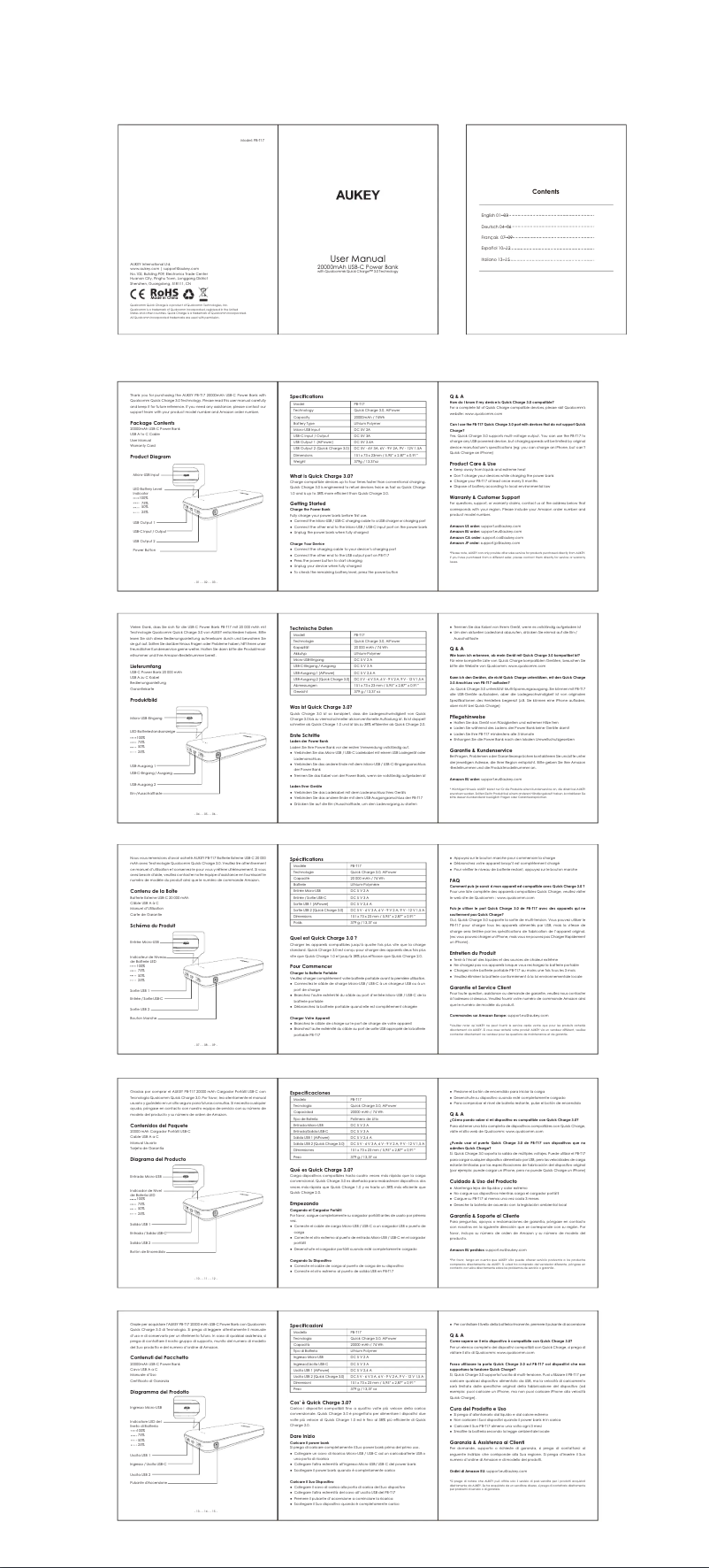 Página 1 del manual Manual de usuario Aukey PB-T17