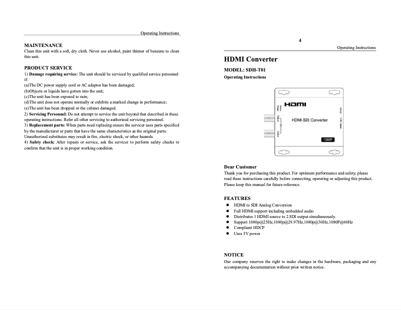 Página 1 del manual Manual de usuario AVUE SDH-T01