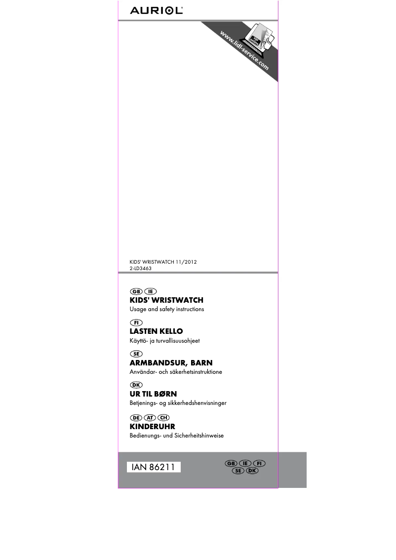 Imagen de la primera página del manual del dispositivo IAN 86211