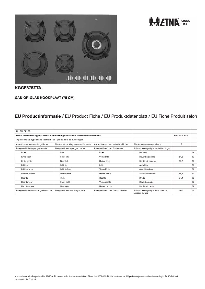 Page n°1 - Fiche technique Etna KGGF875ZTA