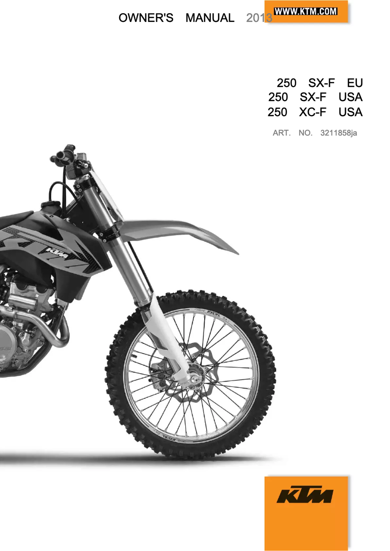 Image de la première page du manuel de l'appareil 250 SX-F (2013)