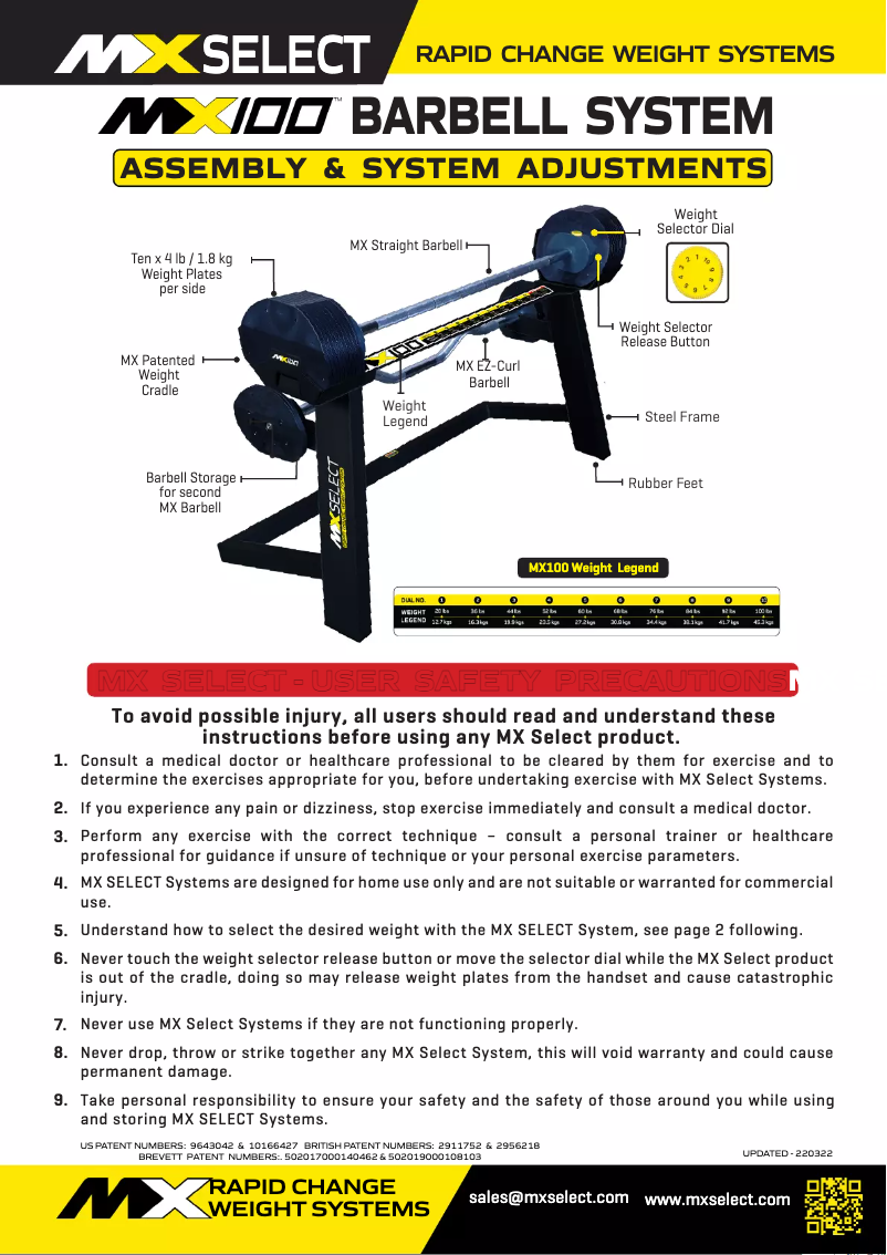 Image de la première page du manuel de l'appareil MX100
