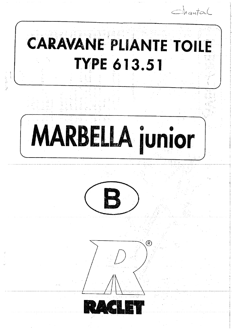 Page 1 de la notice Manuel utilisateur Raclet Marbella Junior