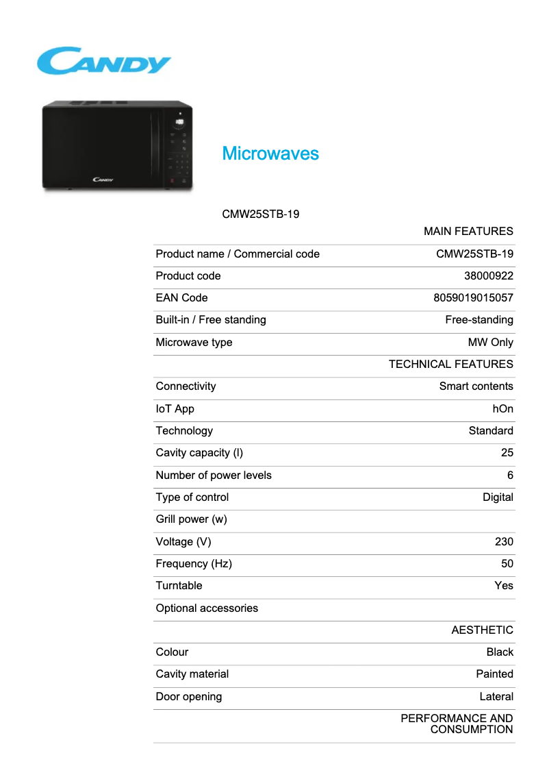 Image de la première page du manuel de l'appareil CMW25STB-19